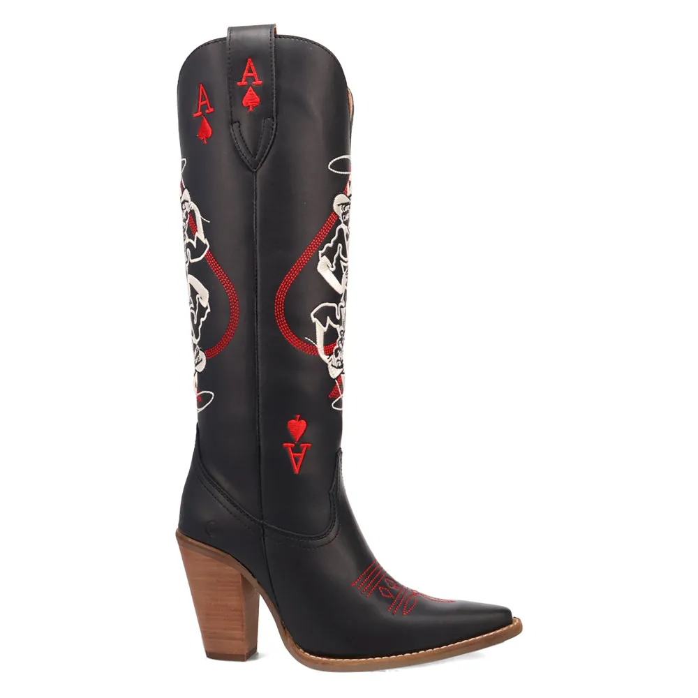 Ace Of Spades Embroidered Snip Toe Cowboy Boots