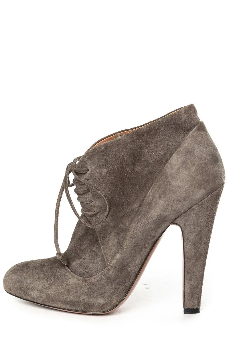 Alaa Grey Suede Lace-Up Ankle Boots 38