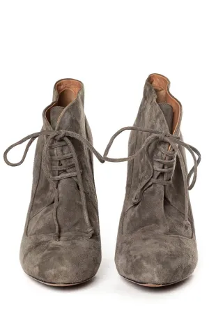 Alaa Grey Suede Lace-Up Ankle Boots 38