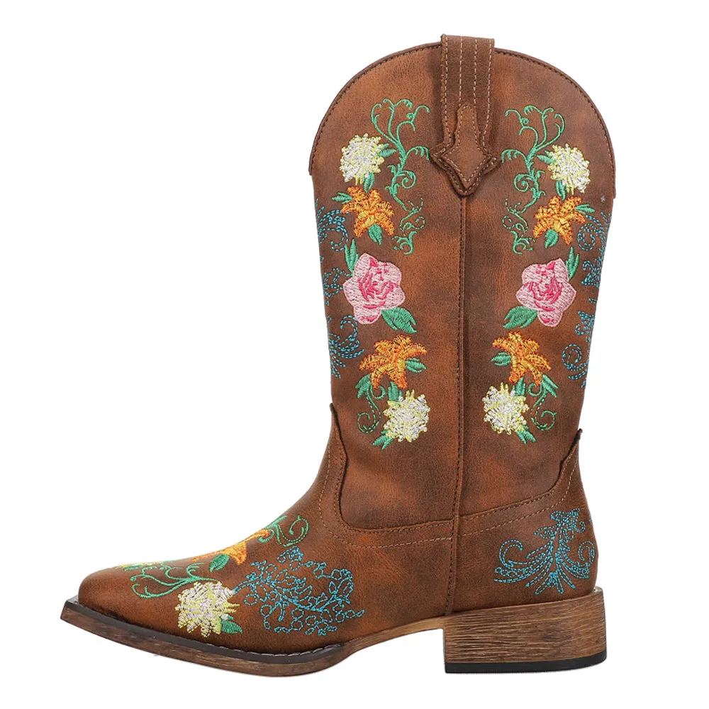 Bailey Floral Embroidered Square Toe Cowboy Boots
