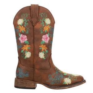 Bailey Floral Embroidered Square Toe Cowboy Boots