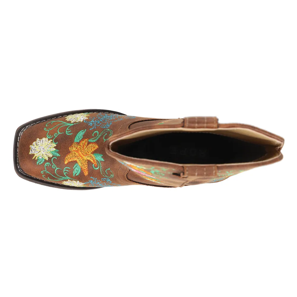 Bailey Floral Embroidered Square Toe Cowboy Boots