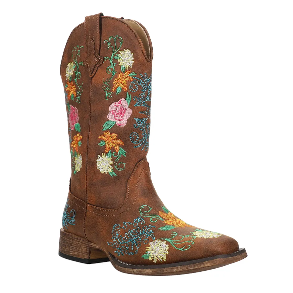 Bailey Floral Embroidered Square Toe Cowboy Boots