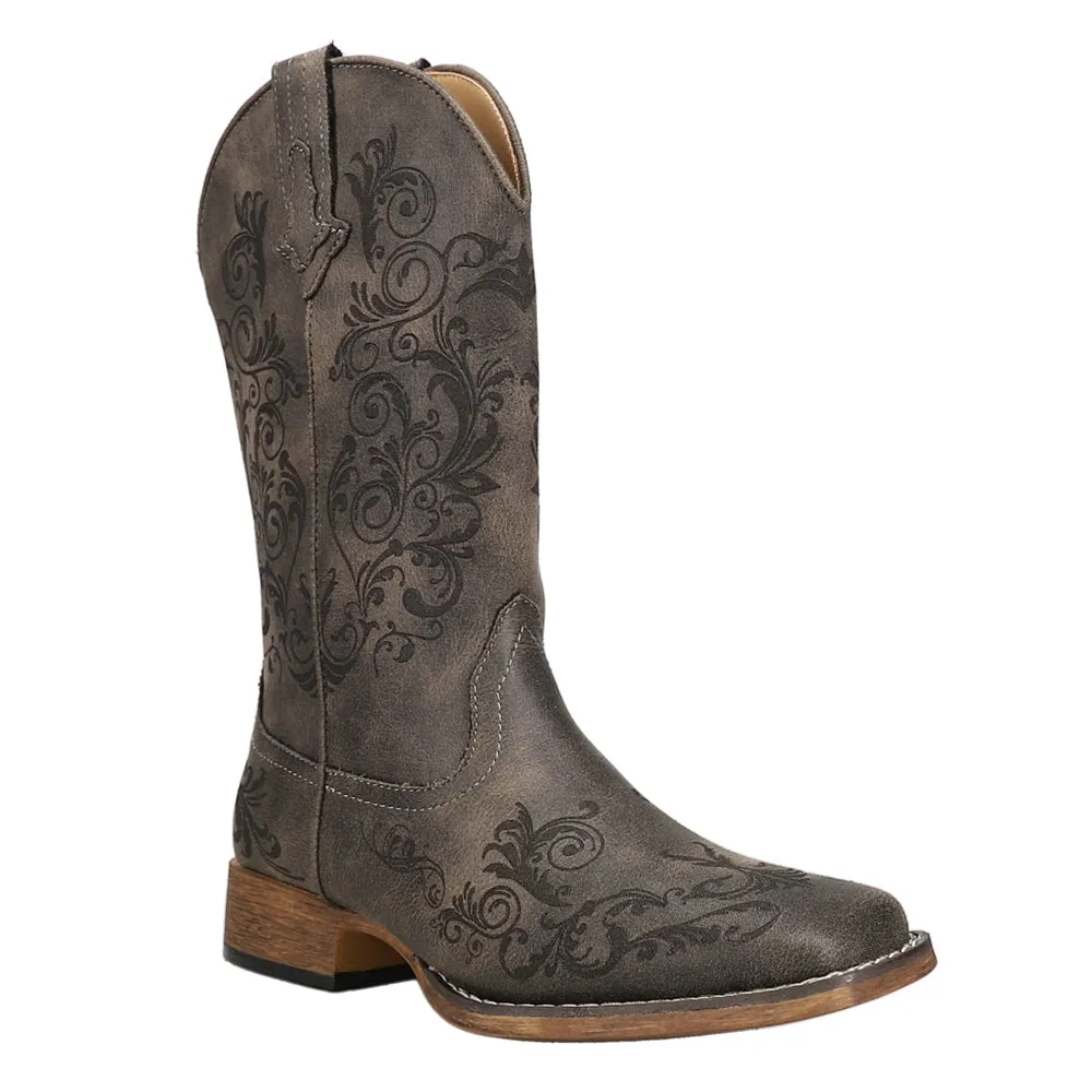 Bailey Laser Square Toe Cowboy Boots