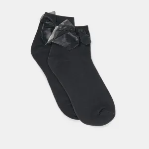 BOW ANKLET SOCKS BLACK