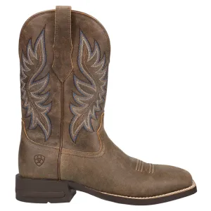 Brander Embroidered Square Toe Pull On Cowboy Boots