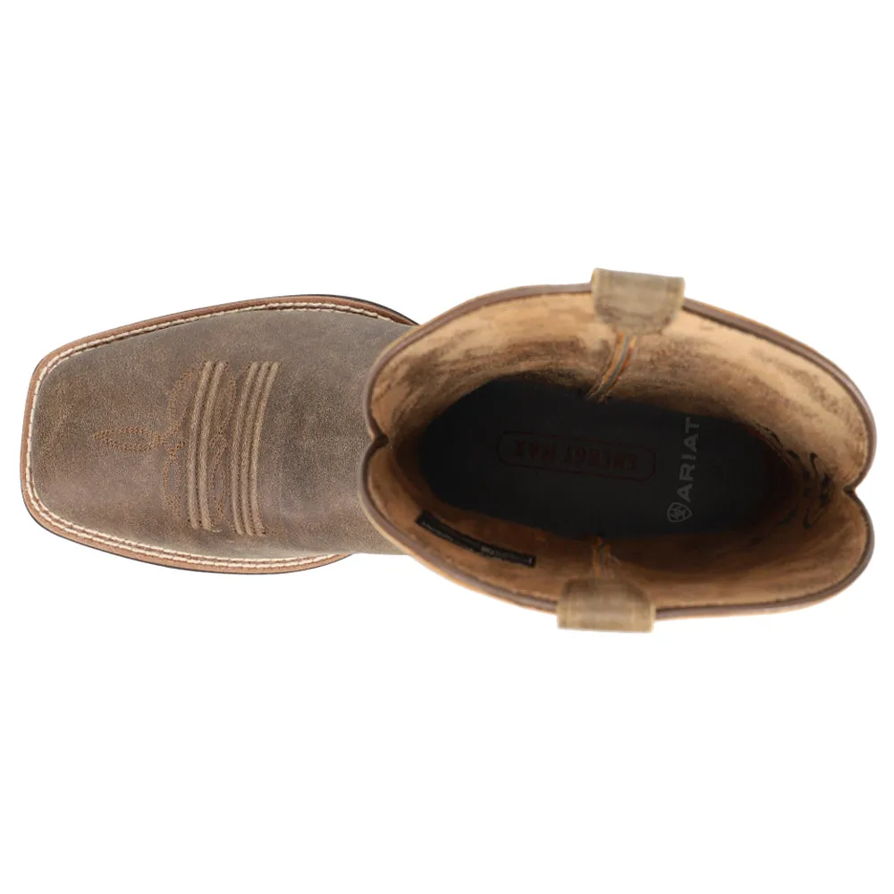 Brander Embroidered Square Toe Pull On Cowboy Boots