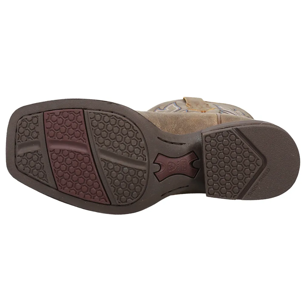 Brander Embroidered Square Toe Pull On Cowboy Boots